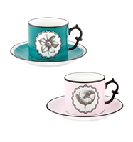 Herbariae - Set 2 Tea Cups and Saucer Pink and Peaco