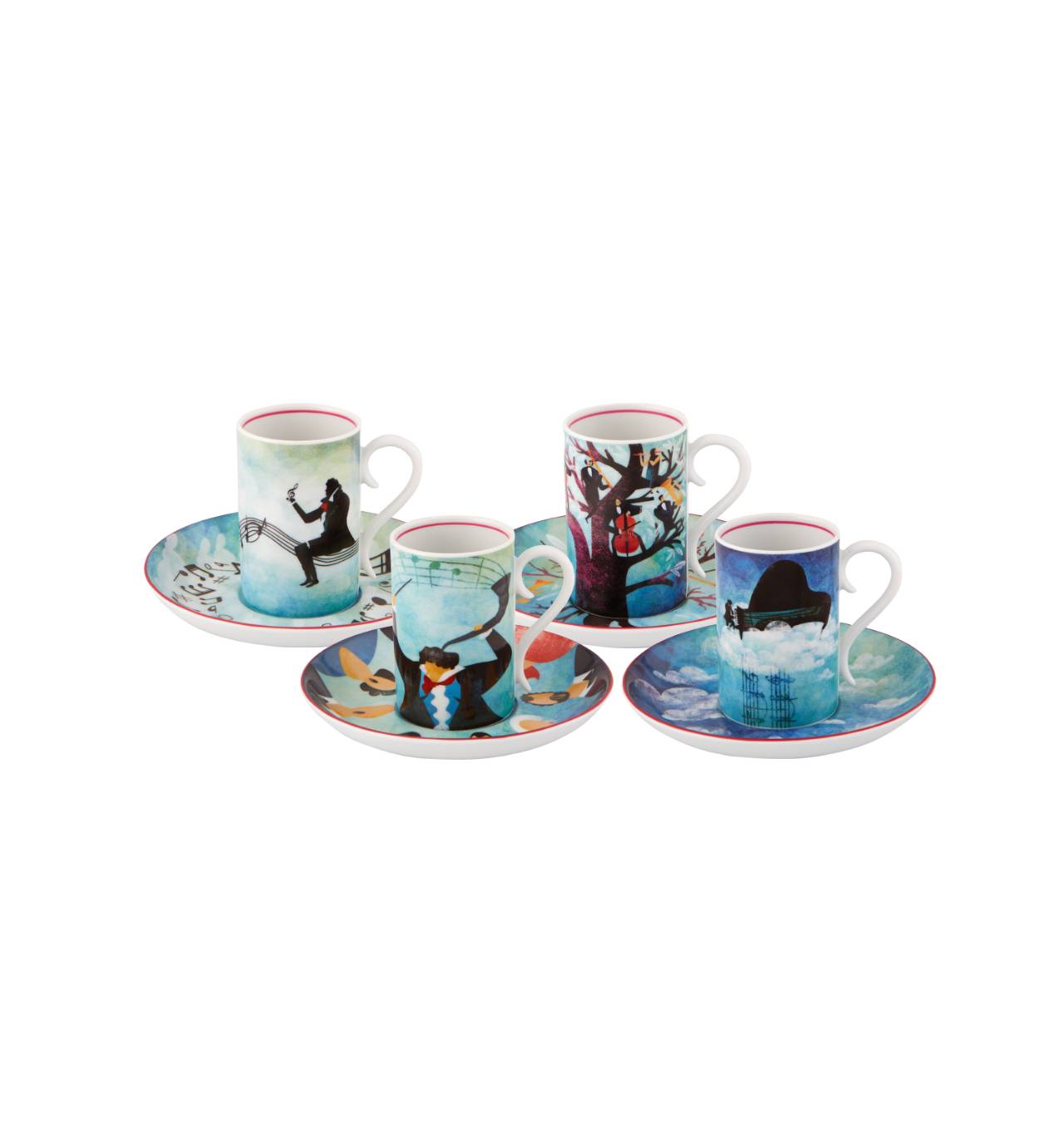 Set 4 Coffee Cups w/ Saucers Für Beethoven | Vista Alegre