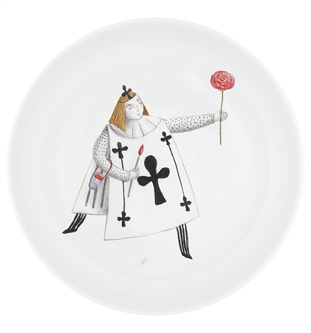 Set Small Footed Cake Plate & 4 Plates Tea With Alice | Vista Alegre